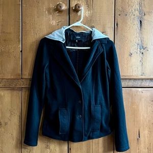 Hurley Button Front Hoodie, Black, M